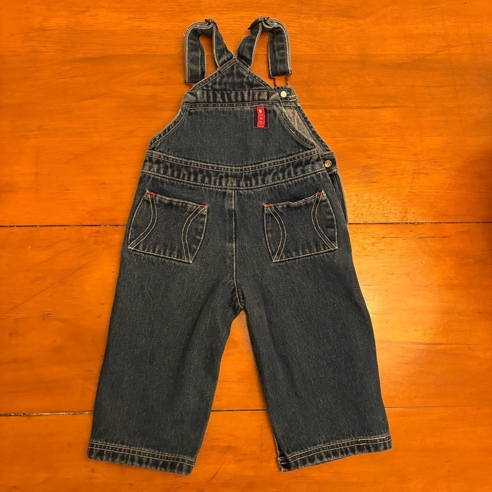 Vintage Kids French Toast 90s Jeans Denim Patchwork Overalls Size 18M - Picture 6 of 8